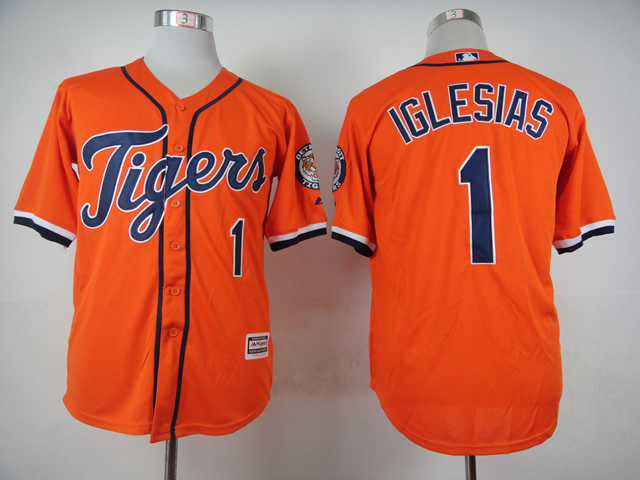 Men Detroit Tigers 1 Iglesias Orange MLB Jerseys